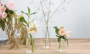 bud vases at floral home and holiday